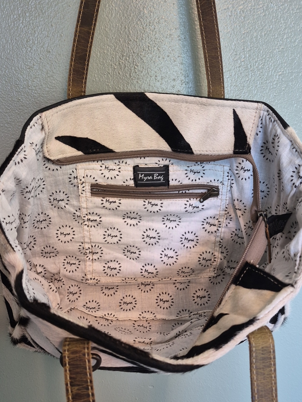 Myra Bag Zebra Print Leather Shoulder Bag - Picture 3 of 7